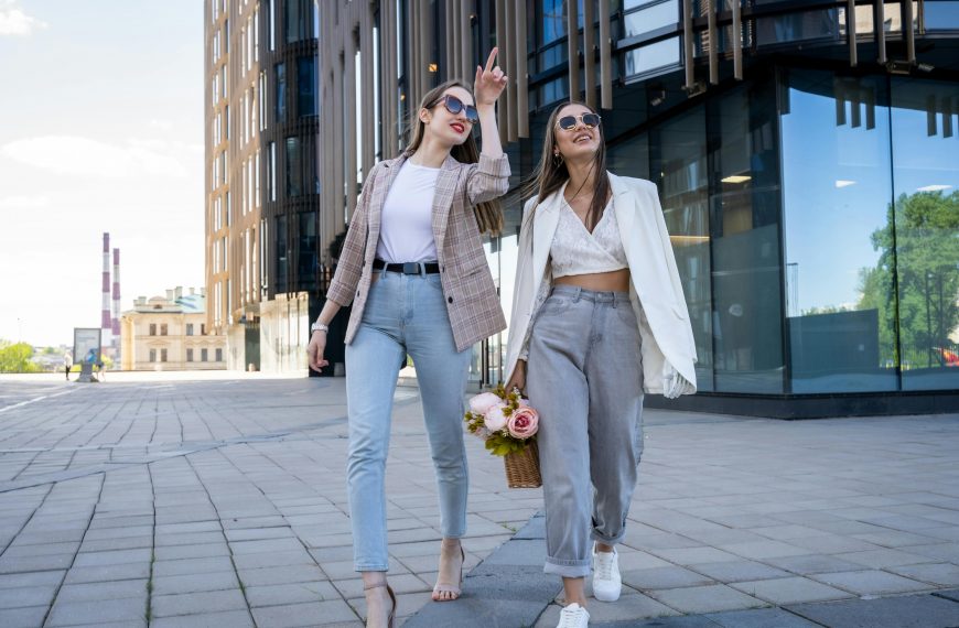 one woman wearing an old money style outfit and another woman wearing baggy clothes
